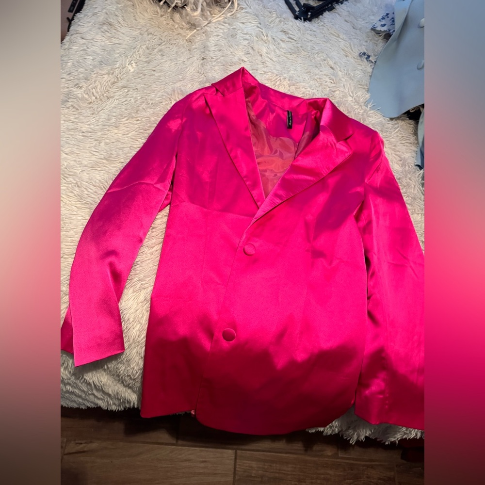 Sold out asos hot pink silk blazer dress never worn